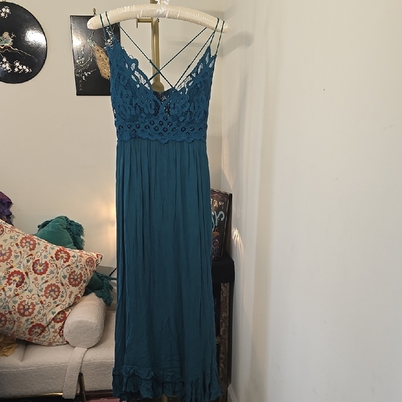 Free People Dresses & Skirts - Free People Adele Teal Maxi Dress